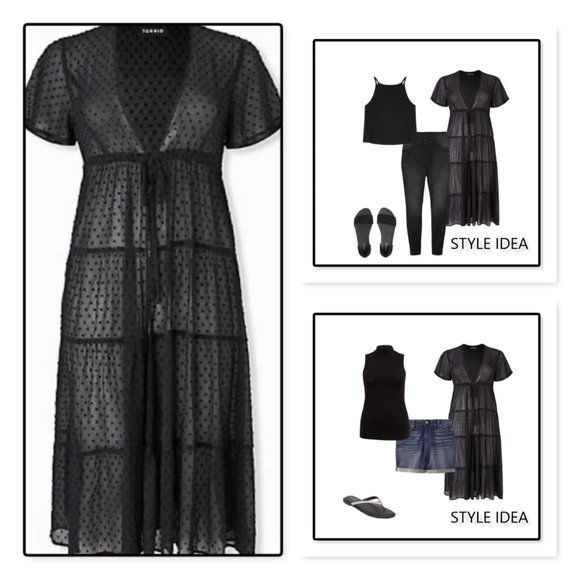 torrid Dresses & Skirts - Torrid Black Swiss Dot Tiered Kaftan NWT
